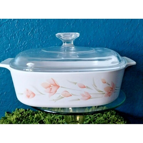 Vintage Corning Ware Peach Wildflower 2 Quart Casserole Dish A-2-B w/Lid A9C. - Picture 1 of 11